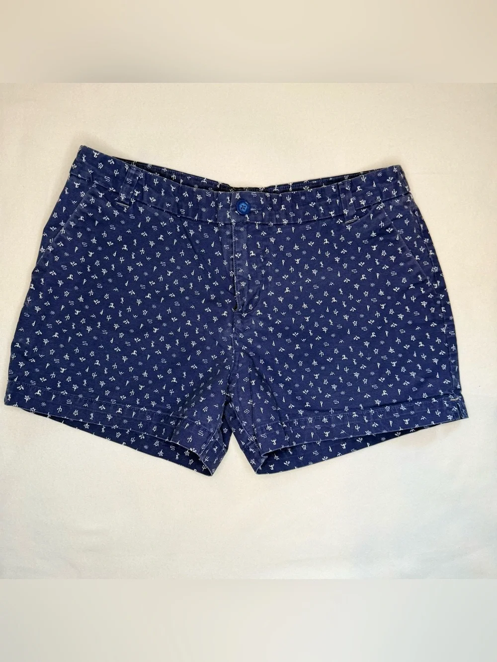 Patagonia Navy Blue Printed Cotton Bermuda Shorts